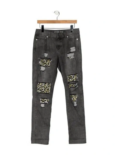 Pre-owned Michael Kors Mid-rise Straight Leg Jeans In Gray