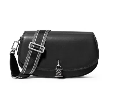 Michael Kors Mila 30s3simm8l Women Black Leather Adjustable Messenger Bag Jdm455