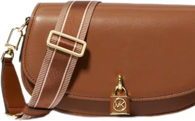 Michael Kors Mila Medium Leather Messenger Bag, Luggage In Brown