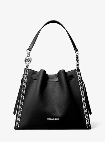 Michael Kors Mina Large Chain Shoulder Bag In Black