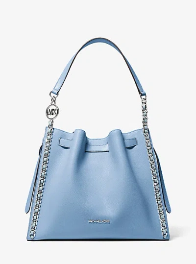 Michael Kors Mina Large Chain Shoulder Bag In Blue