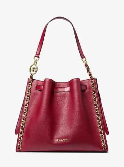 Michael Kors Mina Large Chain Shoulder Bag In Red