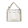 Michael Kors Mina Small Belted Cream Signature Pvc Chain Inlay Crossbody Bag