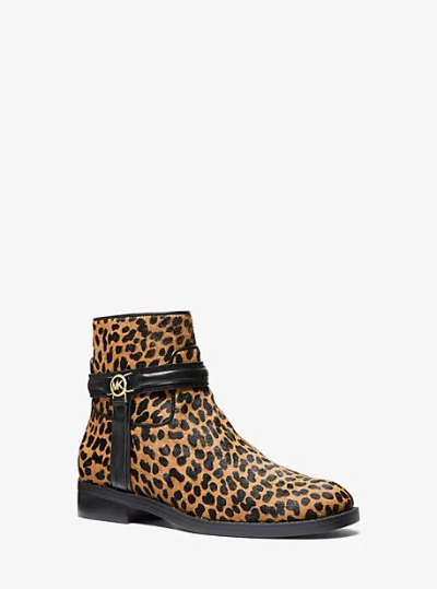 Michael Kors Mindy Leopard Print Calf Hair Boot In Brown