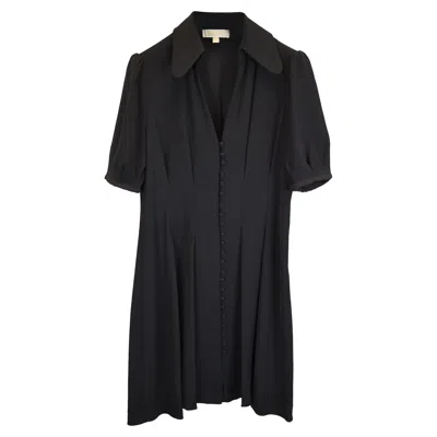 Michael Kors Mini Bishop Sleeve Cinched Waist Shirt Dress In Black Polyester