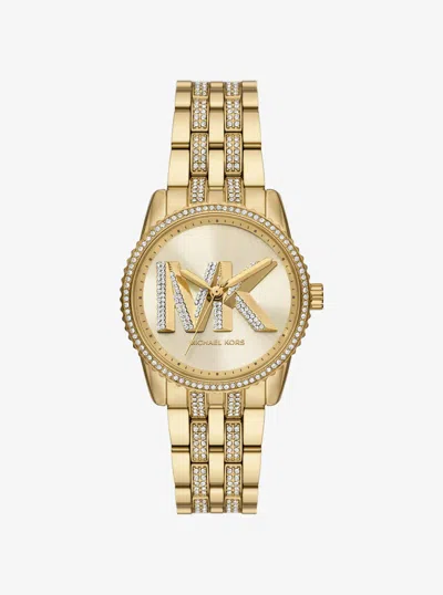 Michael Kors Mini Bryant Pavé Logo Gold-tone Watch