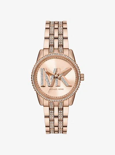 Michael Kors Mini Bryant Pavé Logo Rose Gold-tone Watch