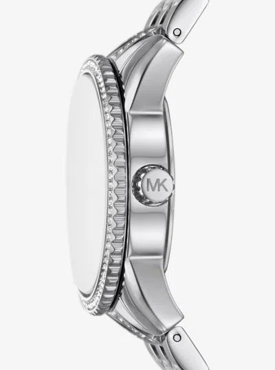 Michael Kors Mini Bryant Pavé Logo Silver-tone Watch In Metallic