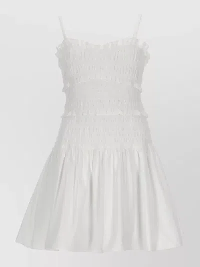 Michael Kors Mini Dress Flared Skirt Smocked Bodice In Neutral