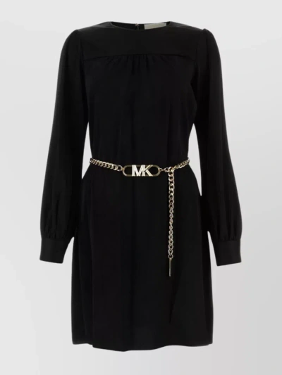 Michael Kors Mini Dress With Detachable Chain Belt In Black