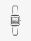 Michael Kors Mini Gwynn Pavé Silver-tone And Leather Watch In Silver