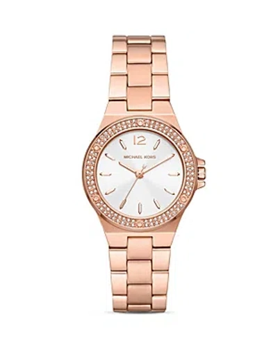 Michael Kors Mini-lennox Watch, 33mm In White/rose Gold