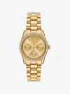 Michael Kors Mini Lexington Pavé Gold-tone Watch In Gold