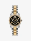 Michael Kors Mini Lexington Pavé Two-tone Watch In Silver
