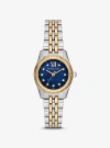 Michael Kors Mini Lexington Pavé Two-tone Watch In Silver
