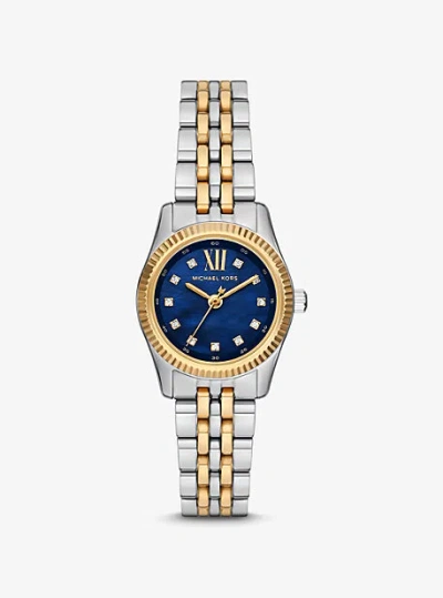 Michael Kors Mini Lexington Pavé Two-tone Watch In Silver