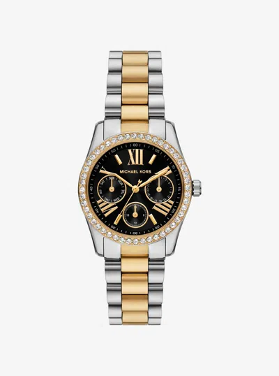 Michael Kors Mini Lexington Pavé Two-tone Watch In Silver
