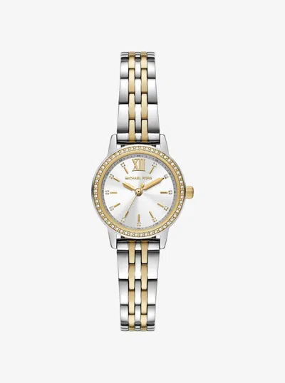 Michael Kors Mini Melissa Pavé Two-tone Watch In Silver