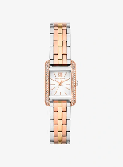 Michael Kors Mini Monroe Pavé Tri-tone Watch In Silver