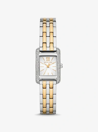 Michael Kors Mini Monroe Pavé Two-tone Watch In Silver