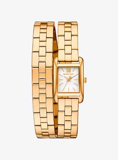 Michael Kors Mini Monroe Silver-tone Double Wrap Watch In Gold
