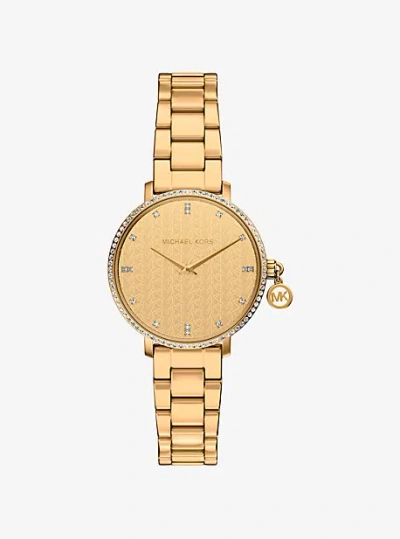 Michael Kors Mini Pyper Pavé Gold-tone Watch