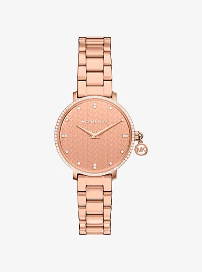 Michael Kors Mini Pyper Pavé Rose Gold-tone Watch