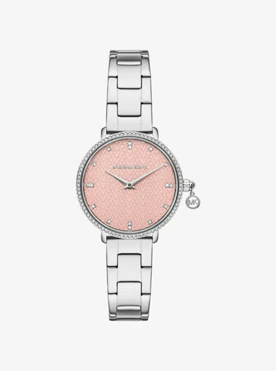 Michael Kors Mini Pyper Pavé Silver-tone Watch In Pink