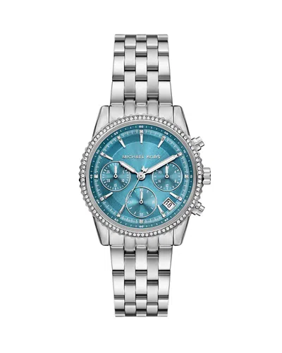 Michael Kors Mini Ritz Chronograph, 35mm In Blue/silver