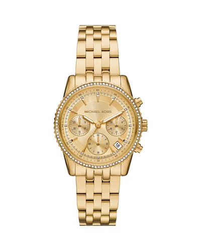 Michael Kors Mini Ritz Chronograph, 35mm In Gold/gold