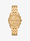 Michael Kors Mini Ritz Pavé Gold-tone Watch In Gold