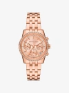 Michael Kors Mini Ritz Pavé Rose Gold-tone Watch In Rose Gold