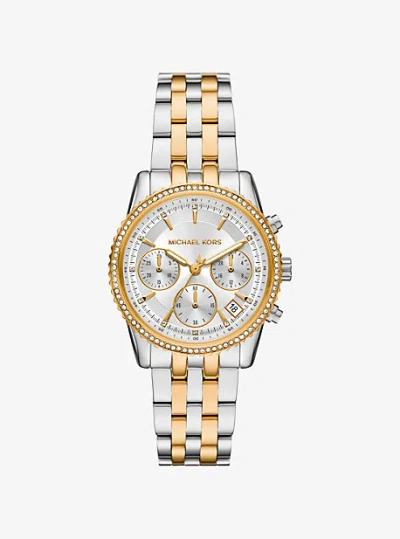 Michael Kors Mini Ritz Pavé Two-tone Watch In Silver