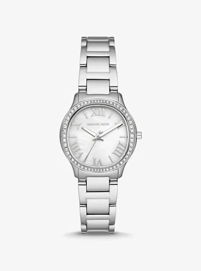 Michael Kors Mini Sage Pavé Silver-tone Watch In Metallic