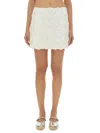 Michael Kors Mini Skirt With Floral Appliqués In White