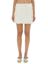 Michael Kors Mini Skirt With Floral Appliqués In White