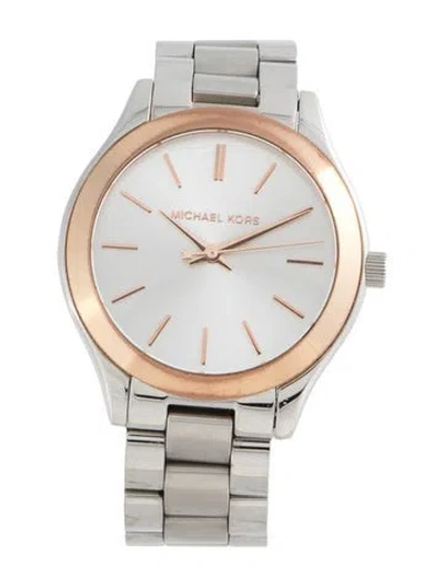 Pre-owned Michael Kors Mini Slim Runway Watch, 34mm In Multicolor