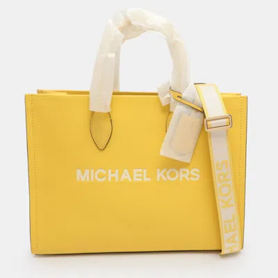 Pre-owned Michael Kors Mirella Ew Medium Yellow Leather Tote