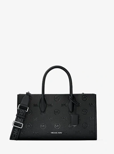 Michael Kors Mirella Medium Logo Debossed Satchel In Black
