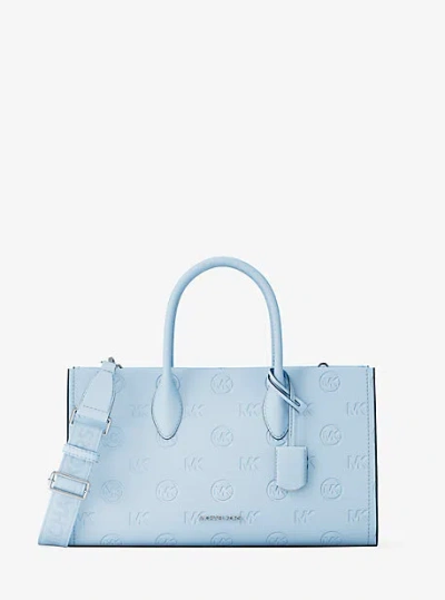 Michael Kors Mirella Medium Logo Debossed Satchel In Blue
