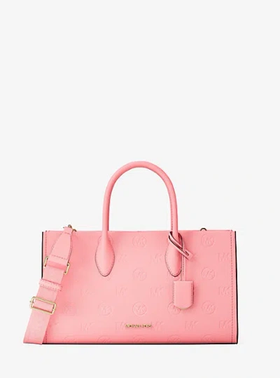 Michael Kors Mirella Medium Logo Debossed Satchel In Pink