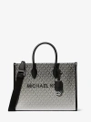 Michael Kors Mirella Medium Ombré Logo Tote Bag In Black