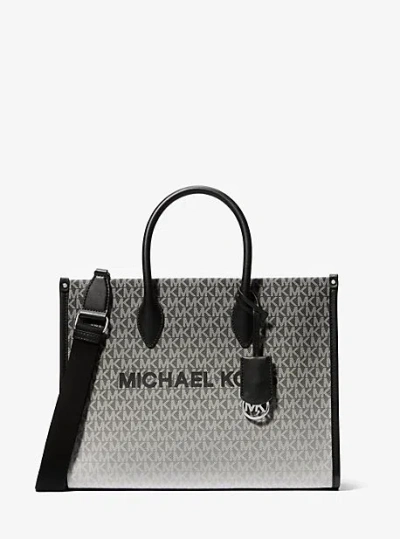 Michael Kors Mirella Medium Ombré Logo Tote Bag In Black