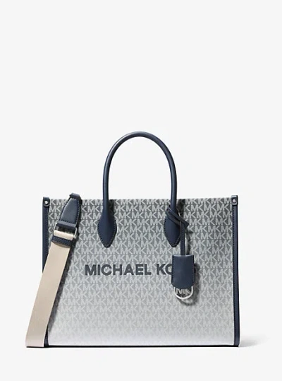 Michael Kors Mirella Medium Ombré Logo Tote Bag In Blue