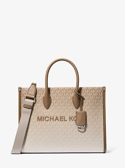 Michael Kors Mirella Medium Ombré Logo Tote Bag In Natural