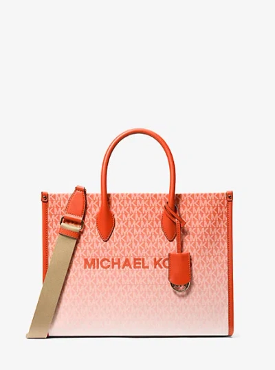 Michael Kors Mirella Medium Ombré Logo Tote Bag In Red