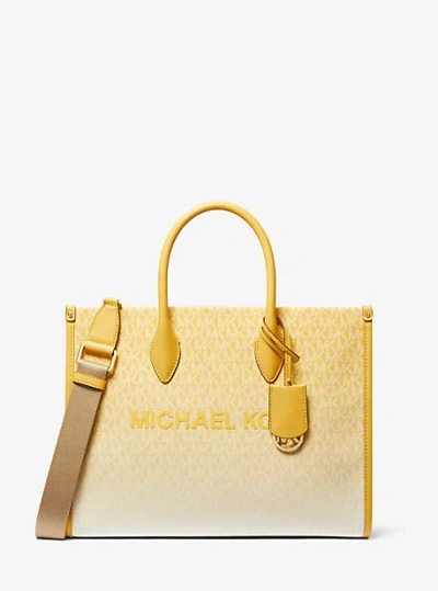 Michael Kors Mirella Medium Ombré Logo Tote Bag In Yellow