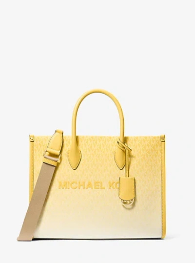 Michael Kors Mirella Medium Ombré Logo Tote Bag In Yellow