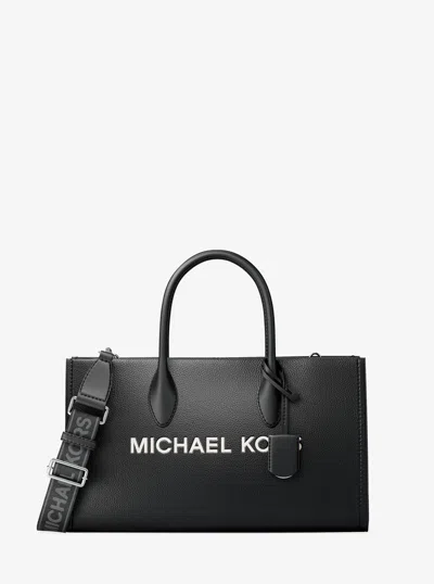 Michael Kors Mirella Medium Pebbled Leather Satchel In Black