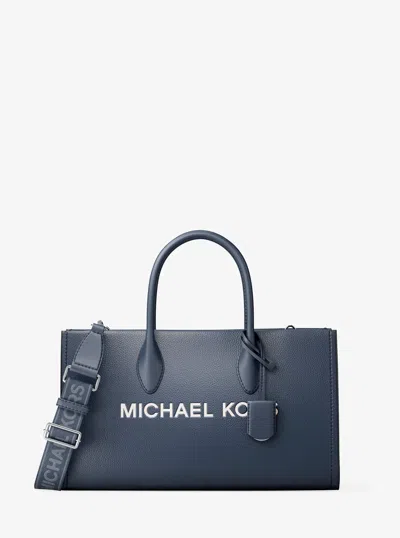 Michael Kors Mirella Medium Pebbled Leather Satchel In Blue